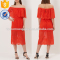 Bright Red Off The Shoulder Dress Manufacture Wholesale Fashion Women Apparel (TA4049D)